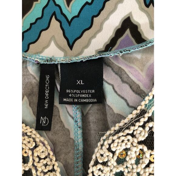 New Directions Women Shea Dress XL Boho Vacation Resort Wear Sleeveless Zip Back - Picture 6 of 8